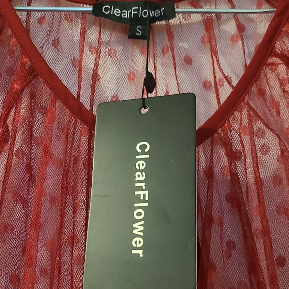 Ruffled Red Tie Front Blouse - Picture 3 of 6